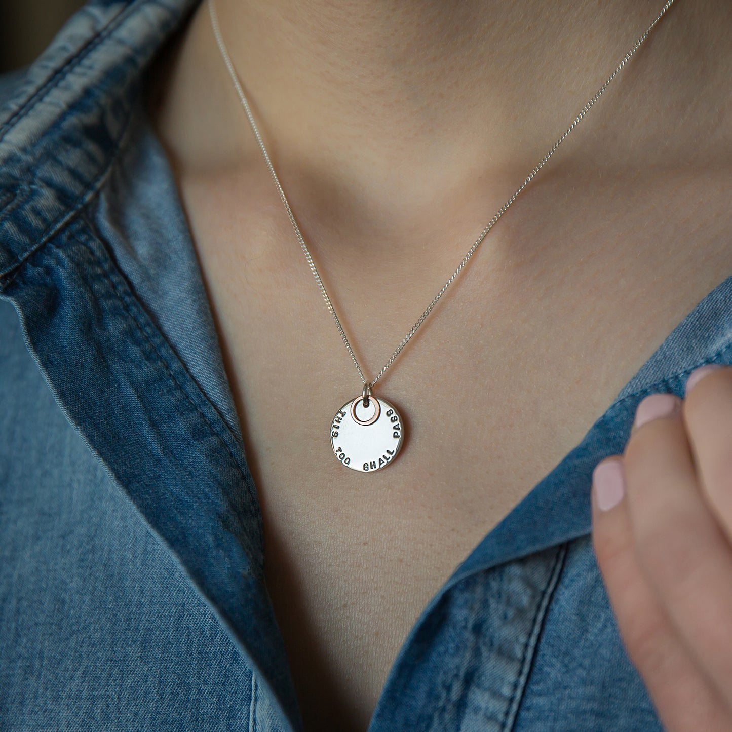 Personalised Silver & Rose Gold Disc Necklace