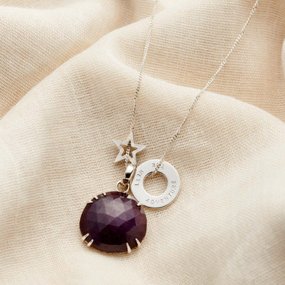 Personalised Purple Sapphire & Star Necklace