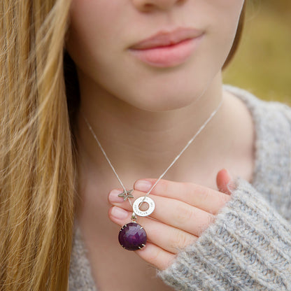 Personalised Purple Sapphire & Star Necklace