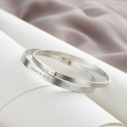 Personalised Silver & Gold Riveted Bangle