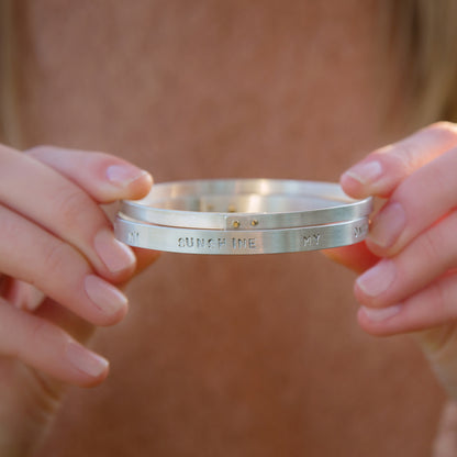 Personalised Silver & Gold Riveted Bangle