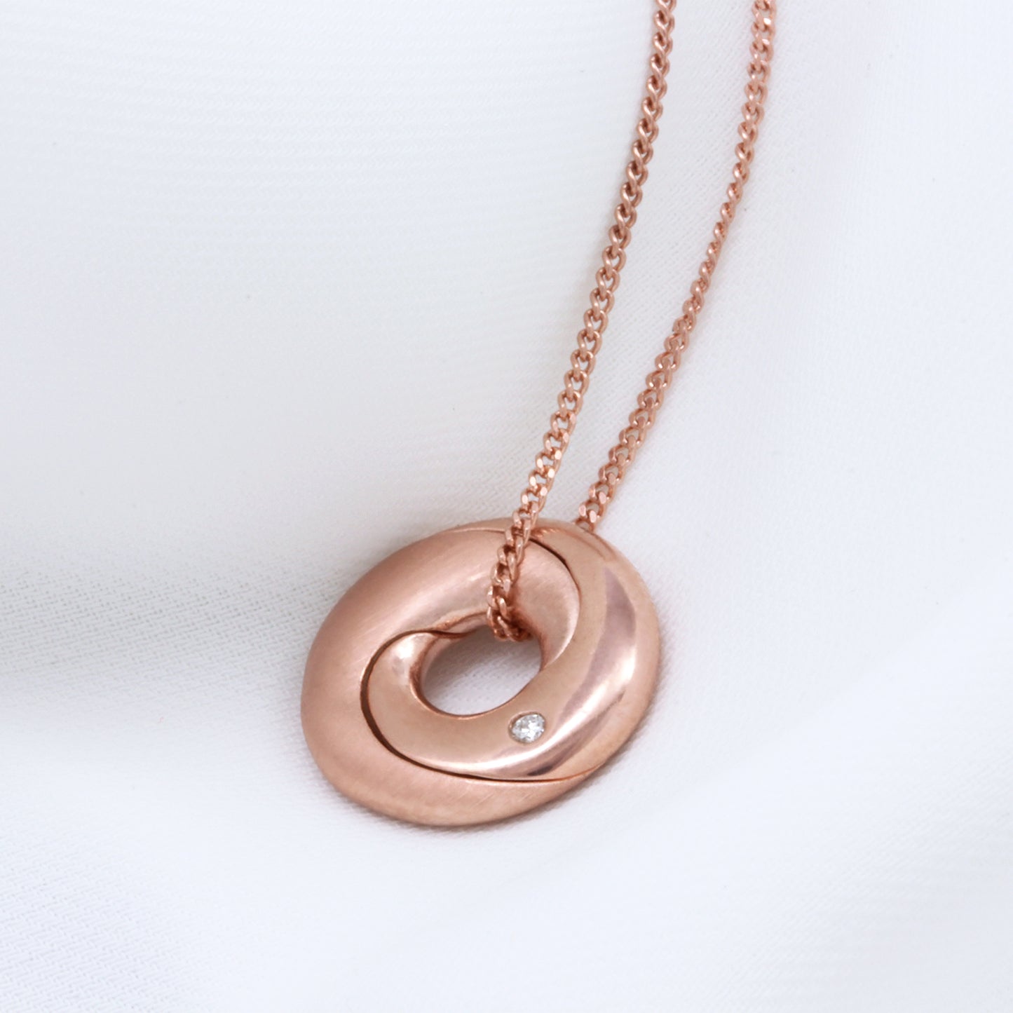 Rose Gold Personalised Mobius Necklace with Diamonds