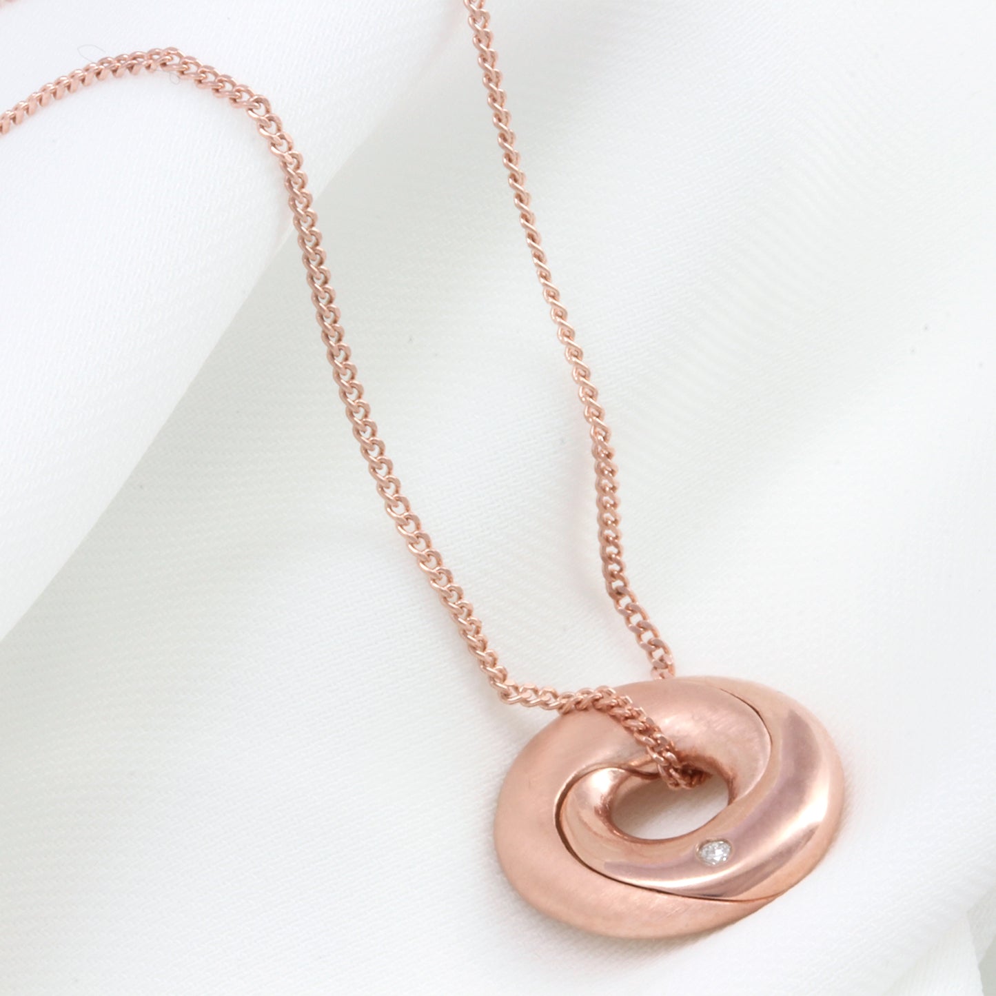Rose Gold Personalised Mobius Necklace with Diamonds