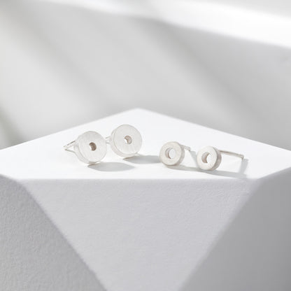 Sterling Silver Disc Stud Earrings