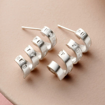 Personalised Silver Scroll Earrings