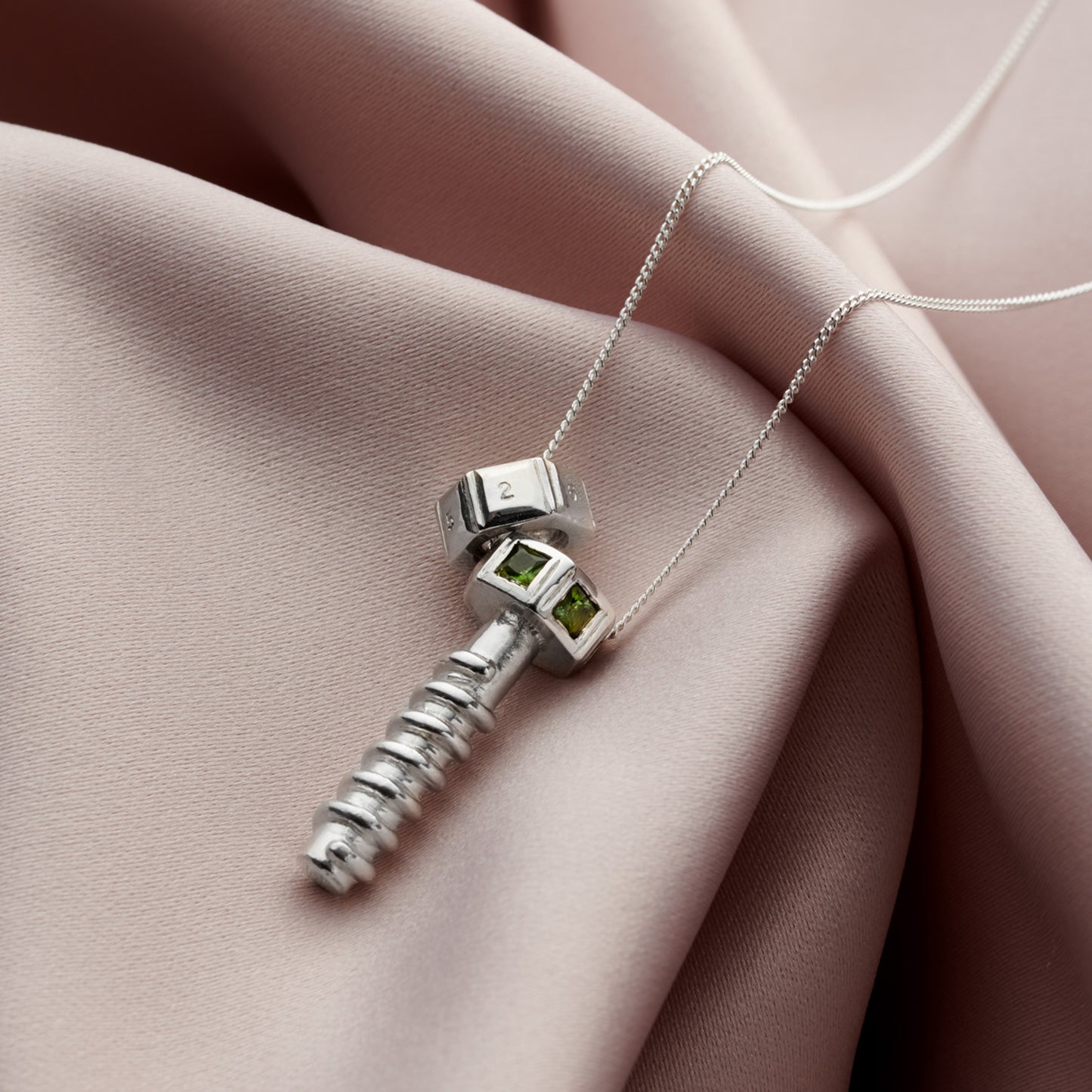 Nut & Bolt Gemstone Personalised Necklace