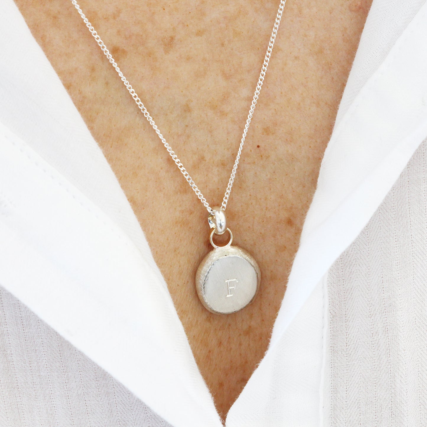 Personalised Silver & 9ct Gold Initial Necklace