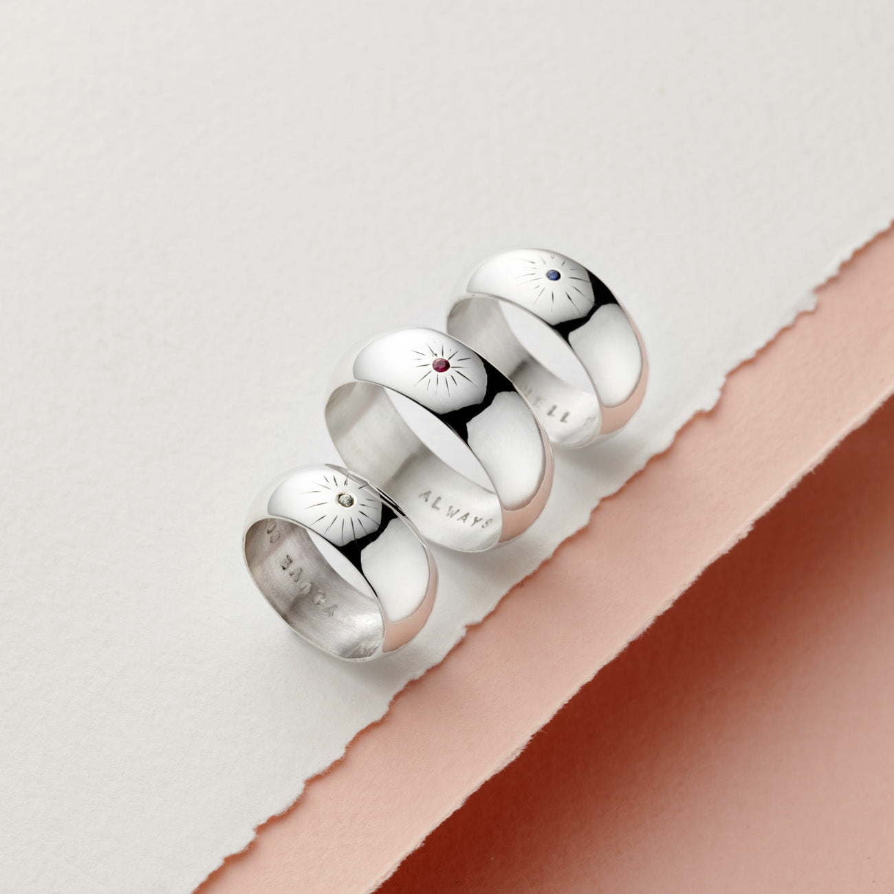 Personalised Silver & Gemstone Sun Burst Ring