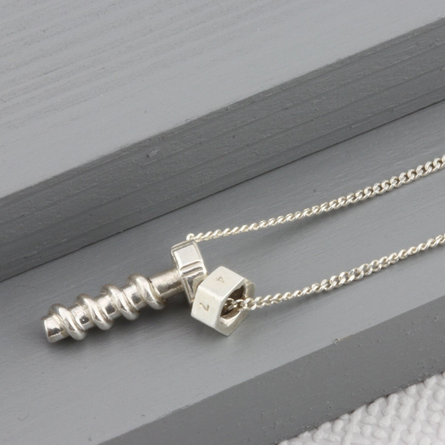 Baby Nut & Bolt Personalised Necklace