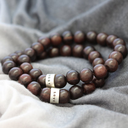 Personalised Mens Ebony & Silver Bracelet