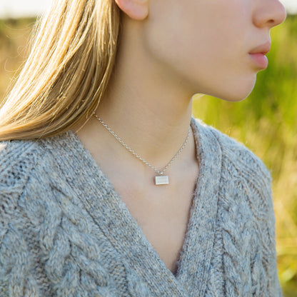 Personalised Sterling Silver Brick Necklace