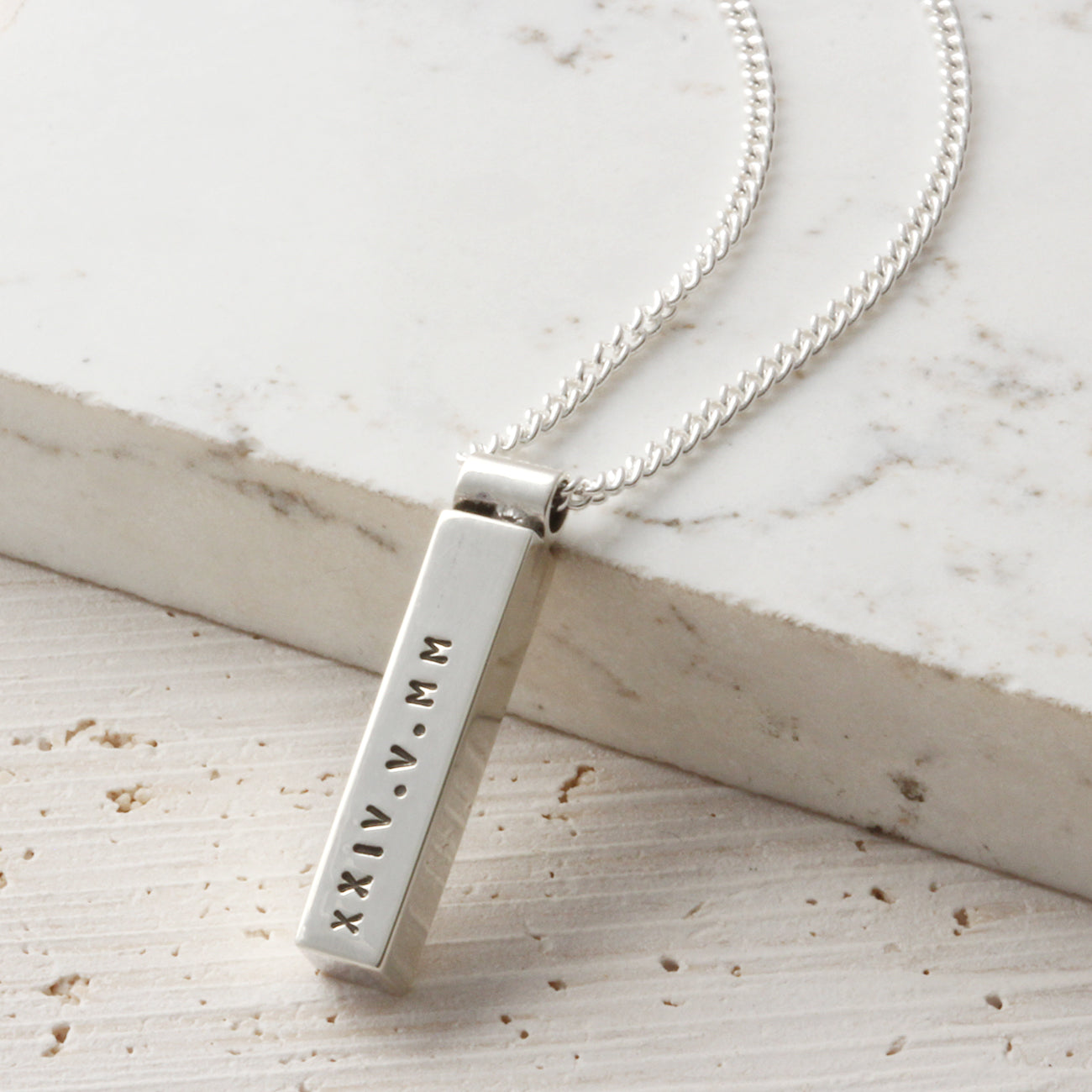 Men's Personalised Bar Necklace Sterling Silver
