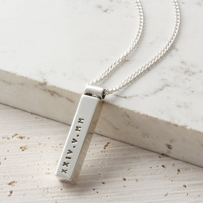 Men's Personalised Bar Necklace Sterling Silver