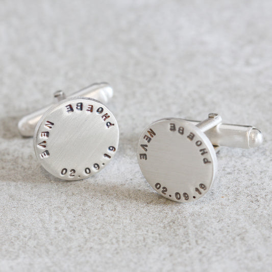 Personalised Disc Cufflinks Sterling Silver