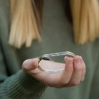 Personalised Silver Geometric 'Eclipse' Bangle