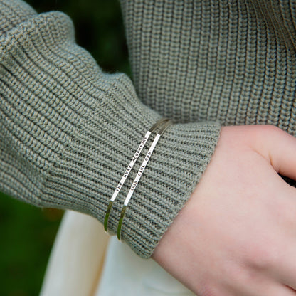 Personalised Silver Geometric 'Eclipse' Bangle