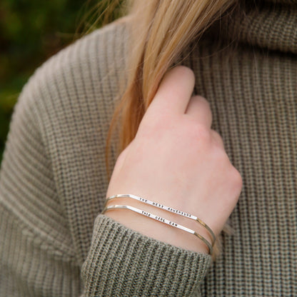 Personalised Silver Geometric 'Eclipse' Bangle