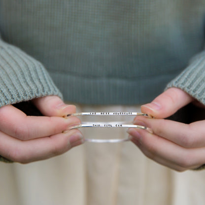 Personalised Silver Geometric 'Eclipse' Bangle