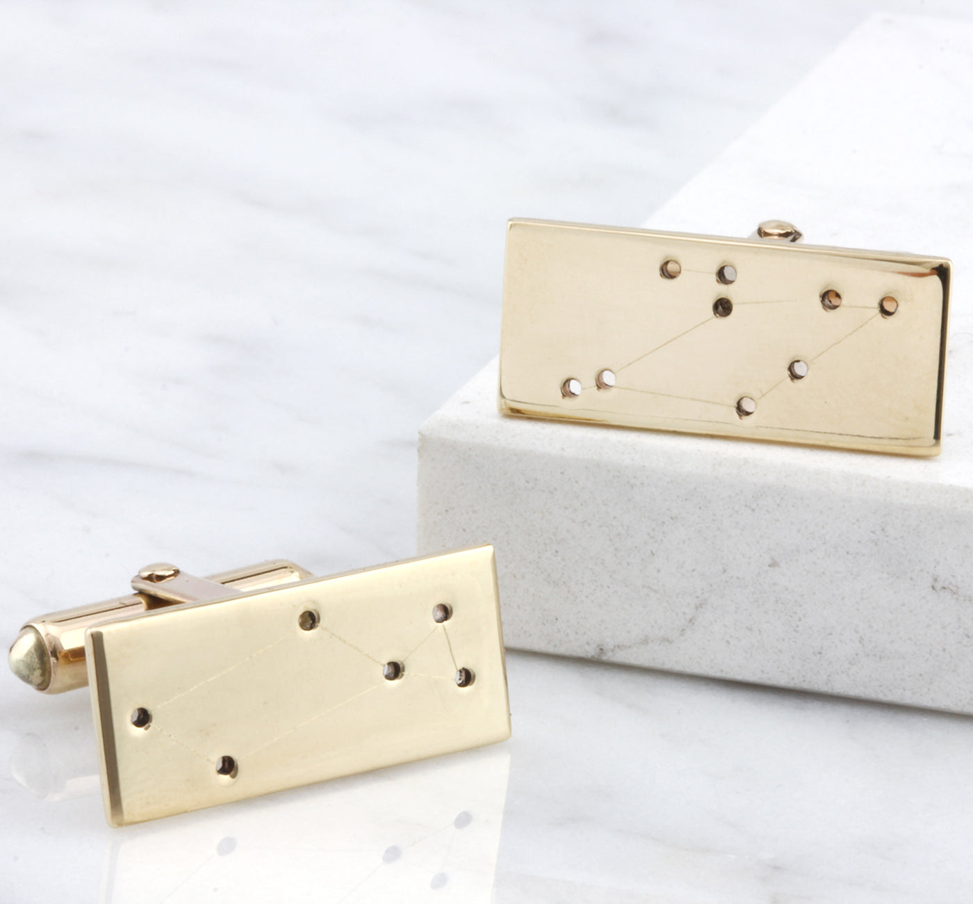 Sterling Silver & 9ct Yellow Gold Star Sign Constellation Cufflinks