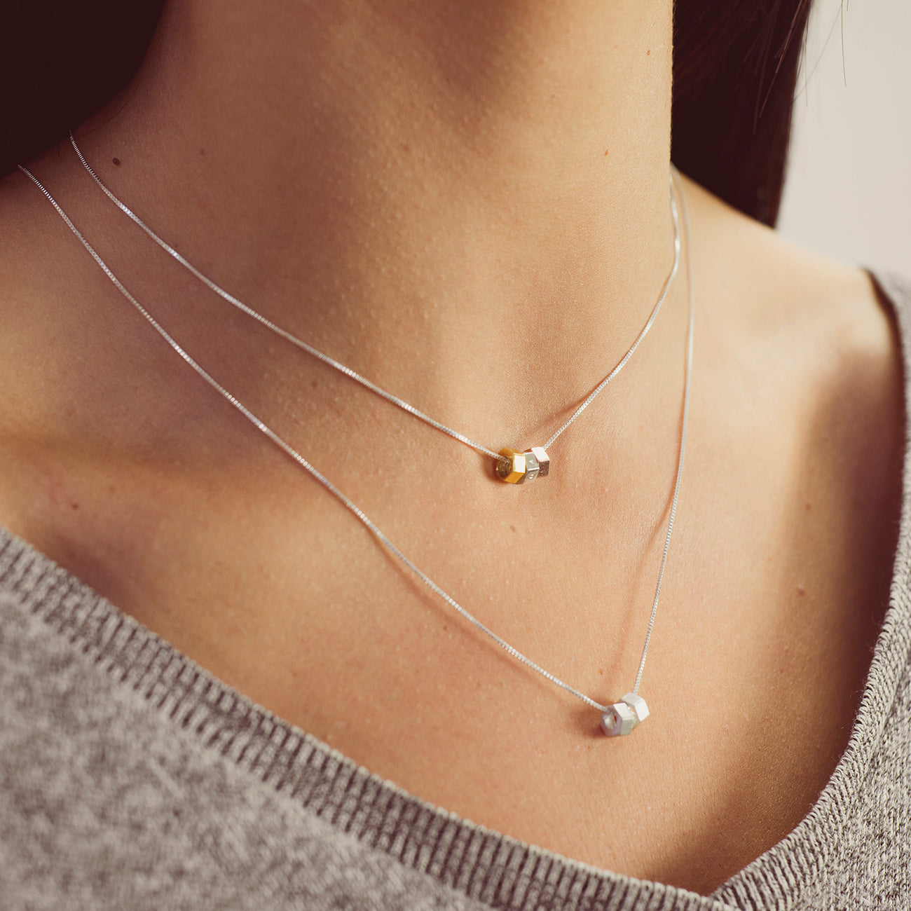 Personalised Solid Gold Trio Nut Necklace