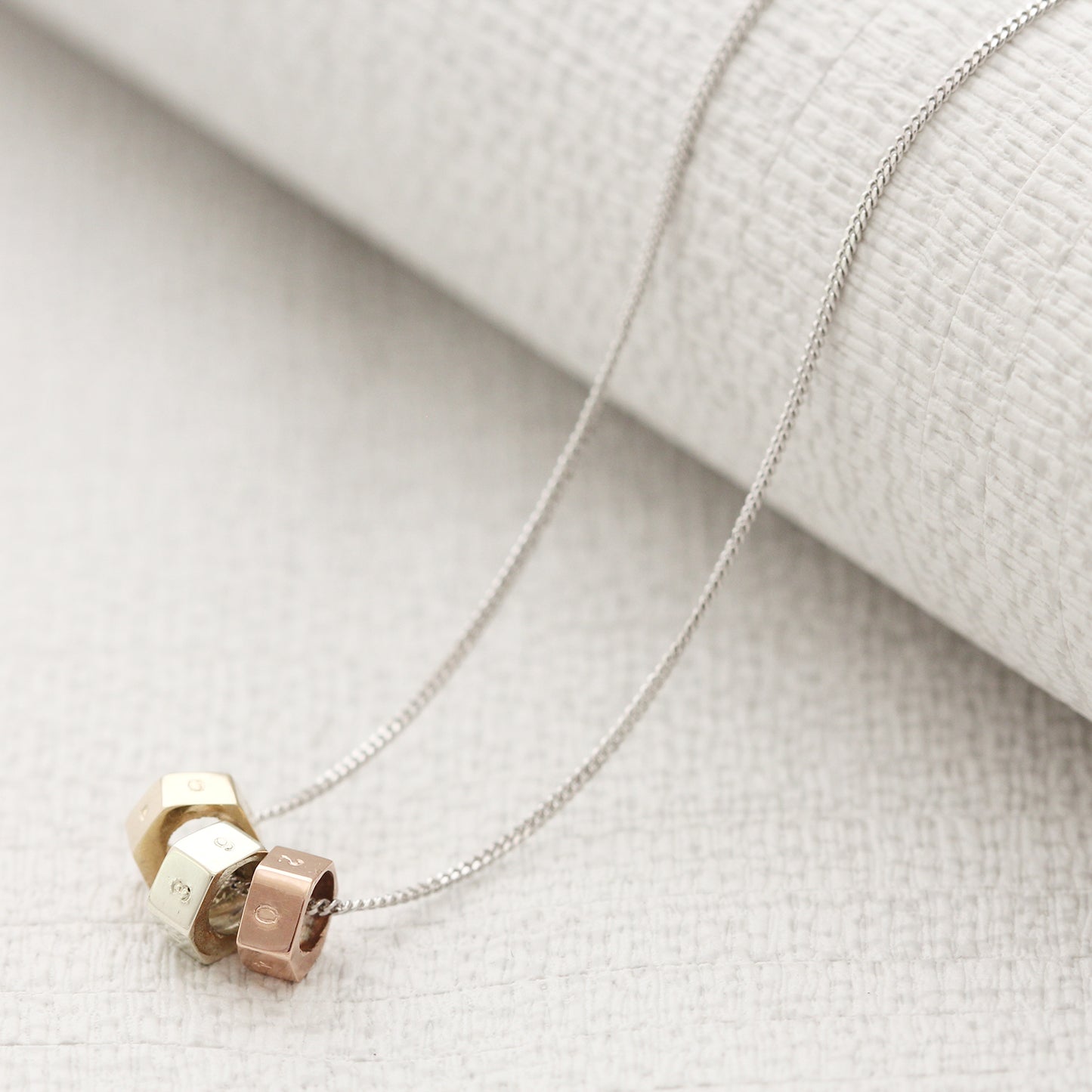 Personalised Solid Gold Trio Nut Necklace