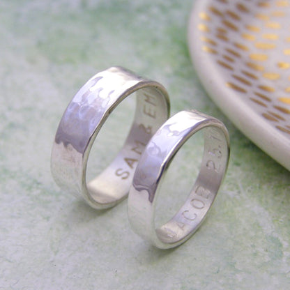 His & Hers Silver Personalised Rings - Soremi Jewellery