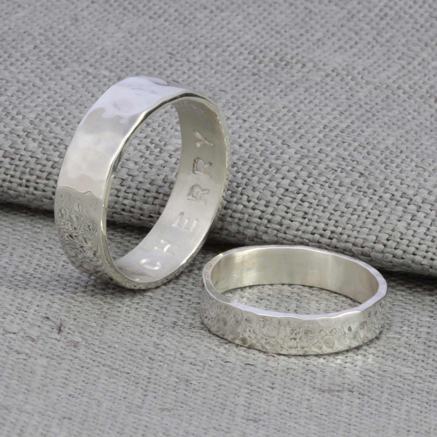 His & Hers Silver Personalised Rings