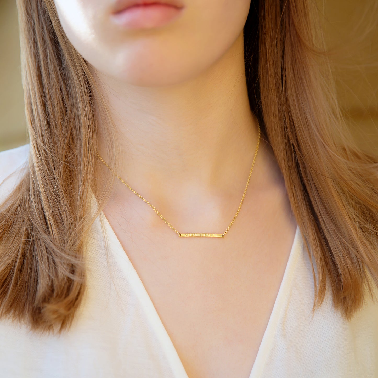 Personalised Horizontal Bar Necklace Solid 9ct Gold