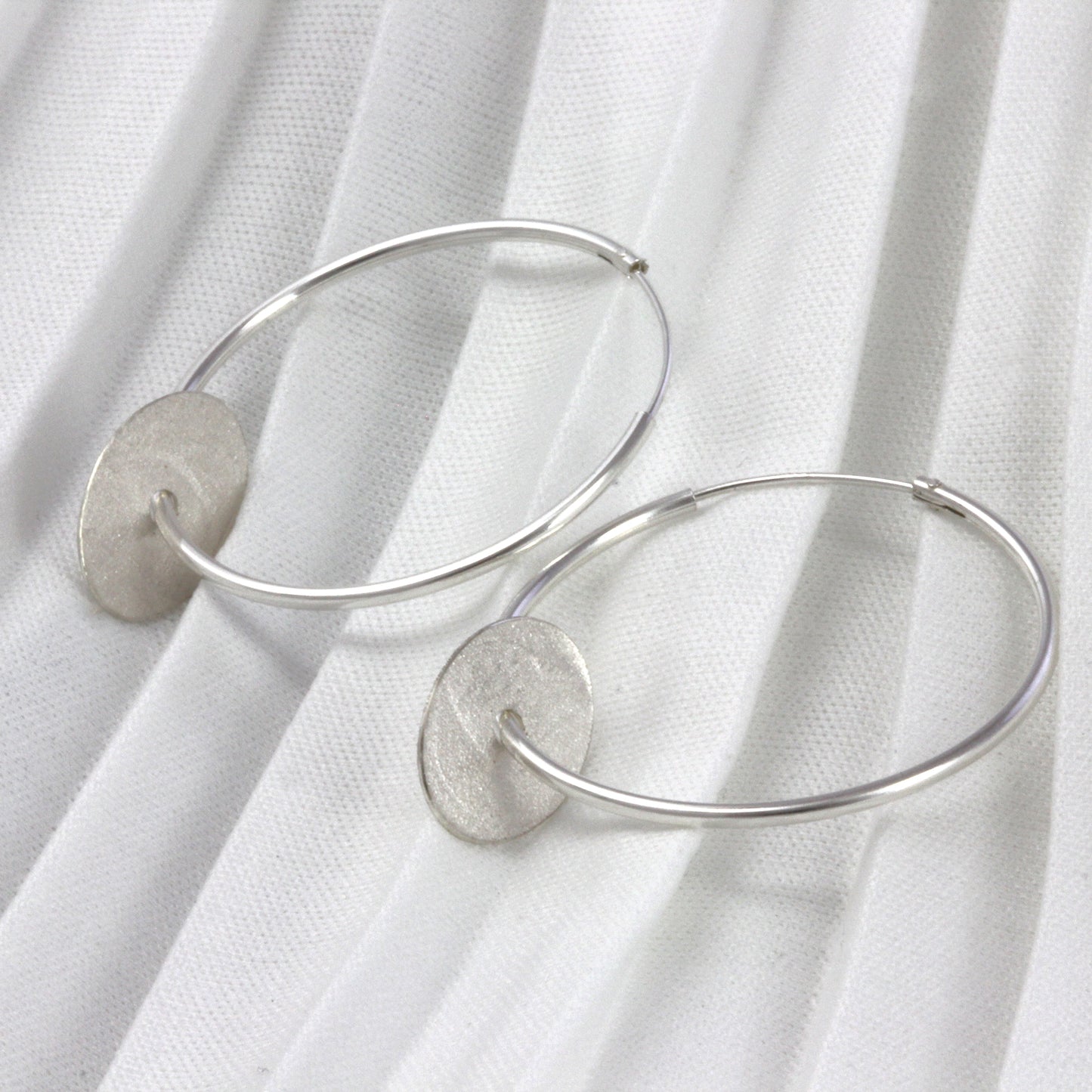 Large Sterling Silver Hoop Nugget Earrings