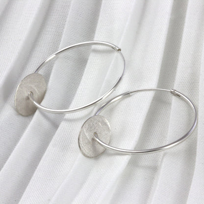 Large Sterling Silver Hoop Nugget Earrings
