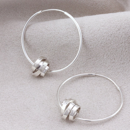 Silver Hoop Scroll Earrings (Large)
