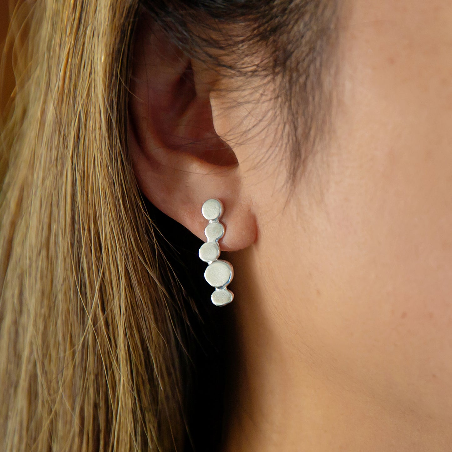 Silver Nugget Earrings - Medium