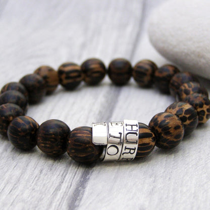 Personalised Wood & Silver Scroll Bracelet - Soremi Jewellery