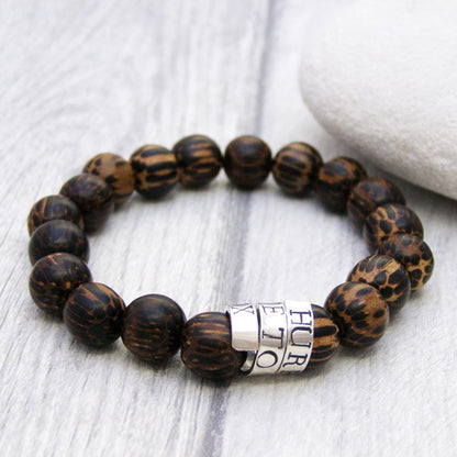 Personalised Wood & Silver Scroll Bracelet - Soremi Jewellery