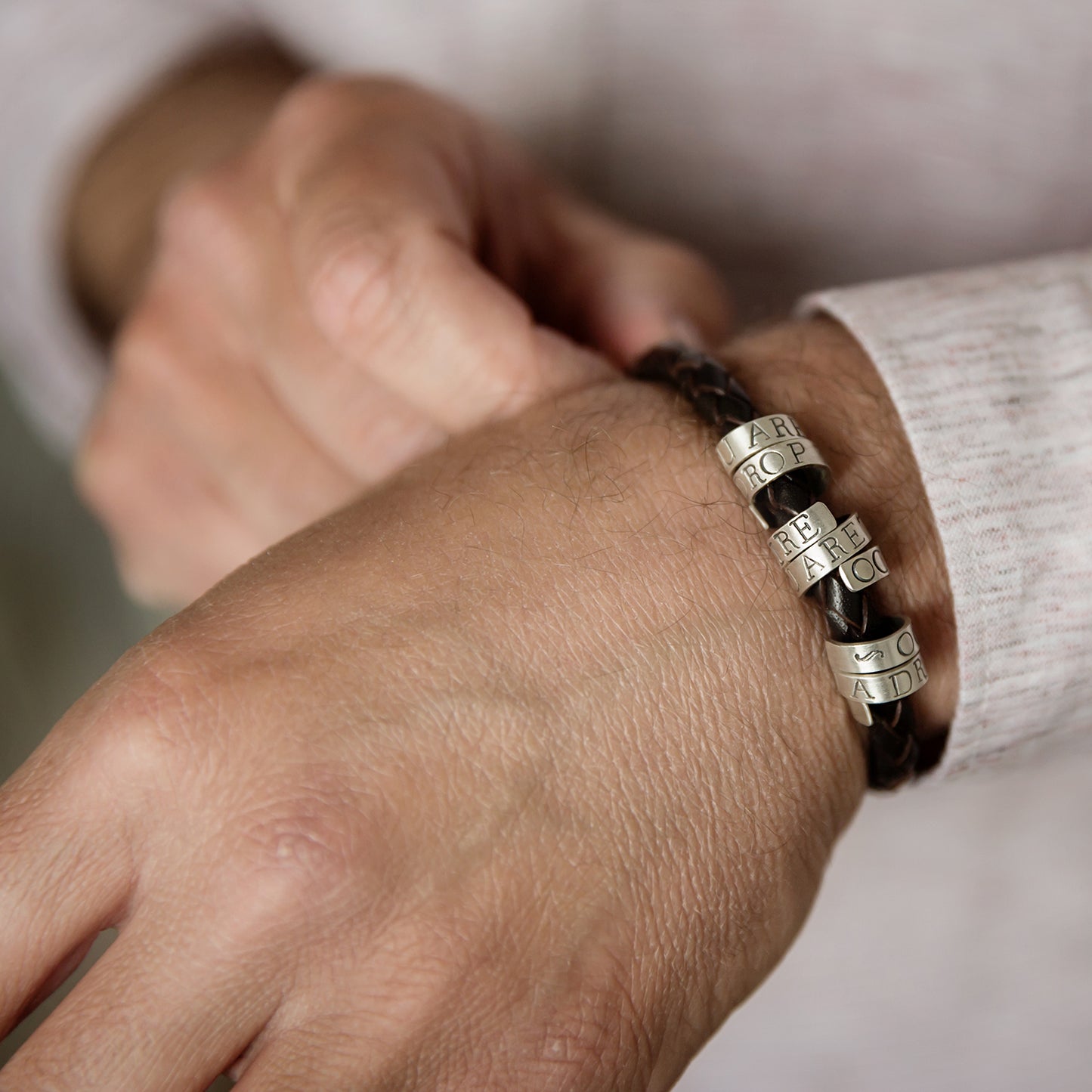 Personalised Mens Silver Scroll Bracelet