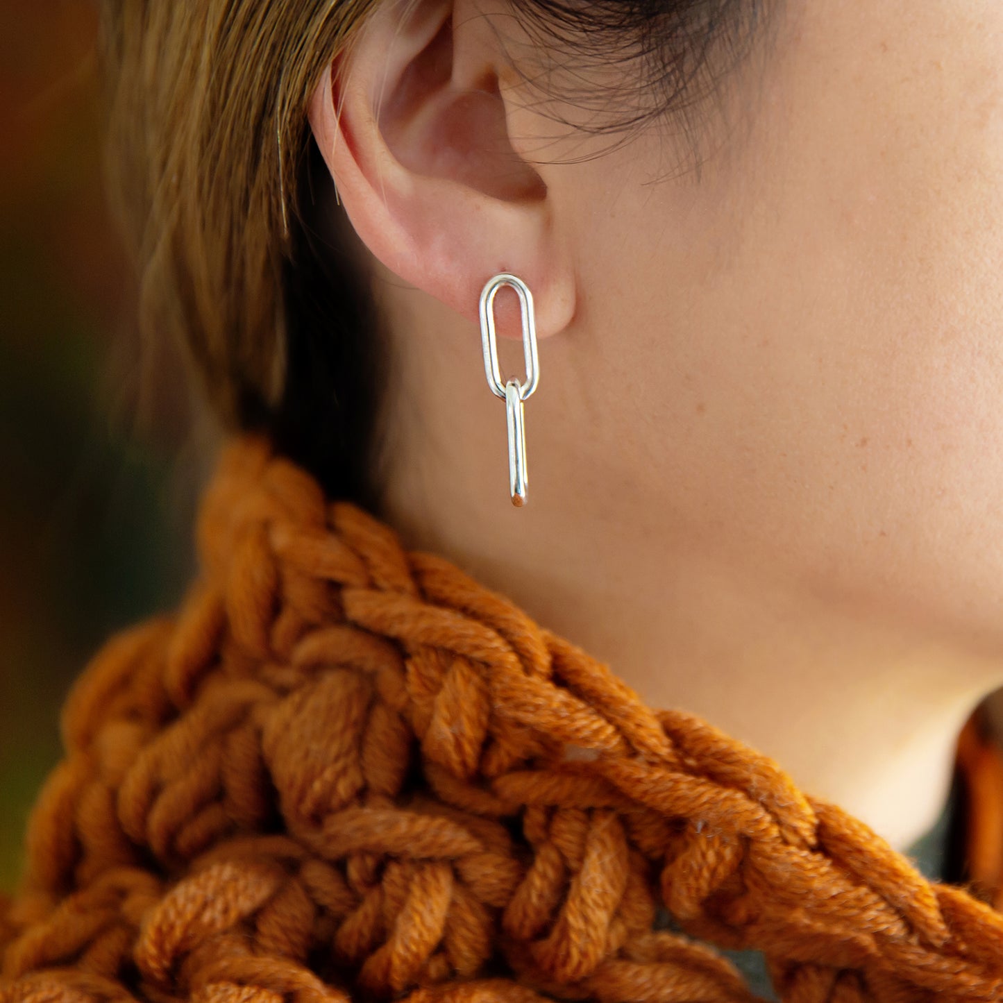 Silver Mismatch Chain Earrings