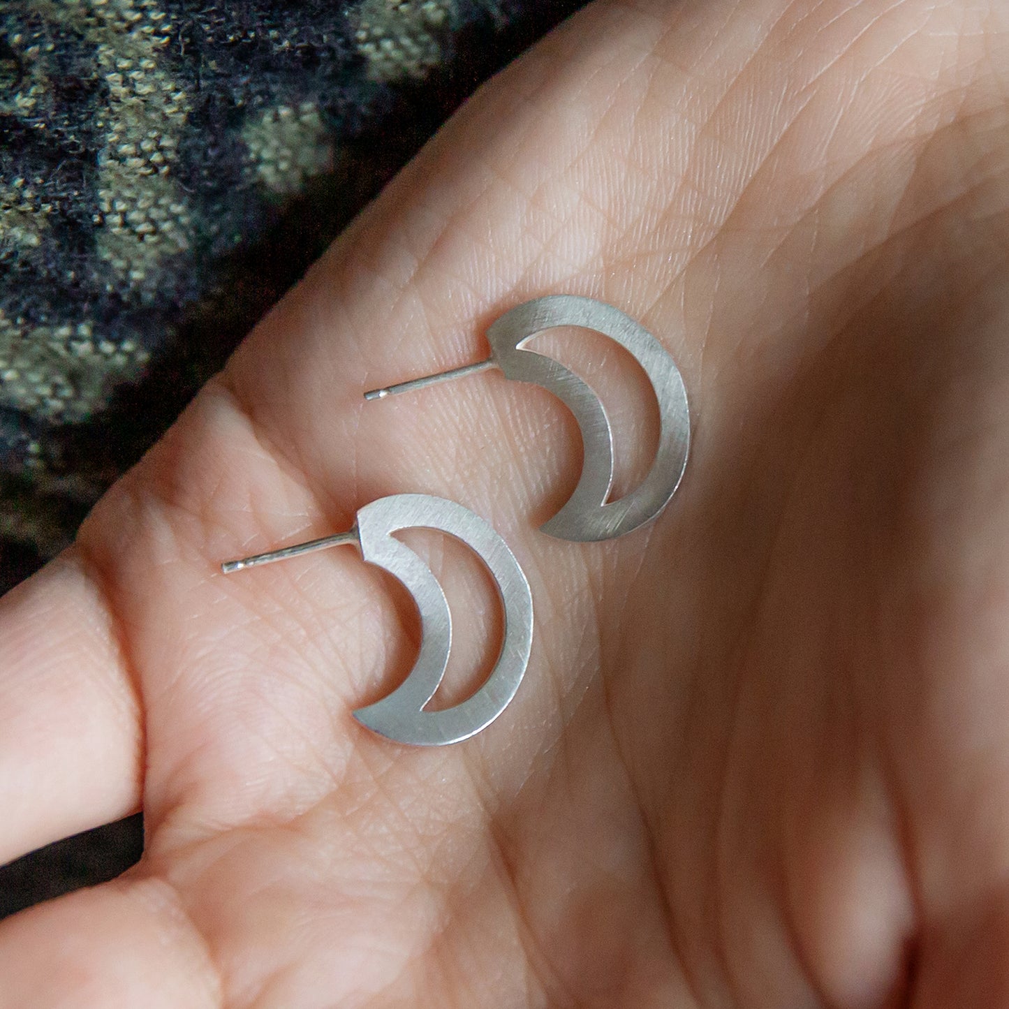 Lunar Moon Hoop Earrings Sterling Silver