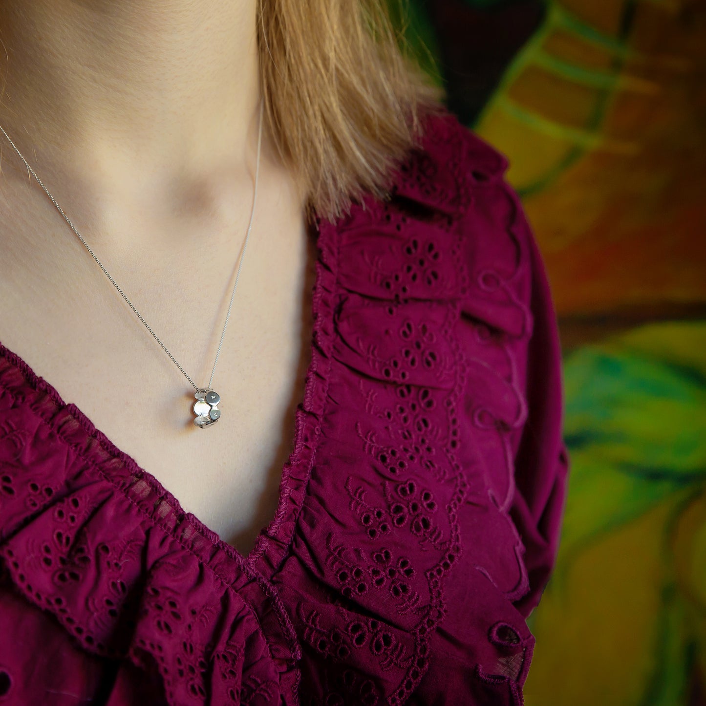 Personalised Nugget Hoop Necklace Silver