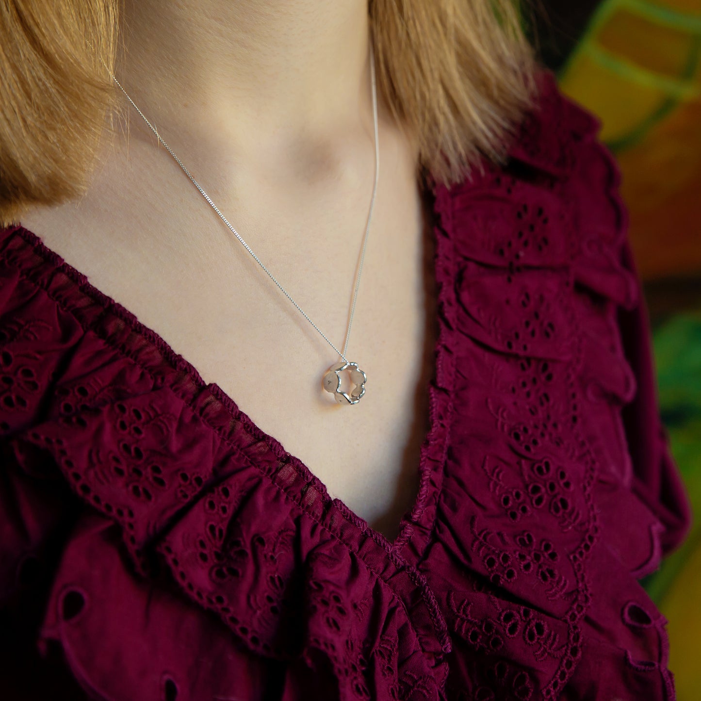 Personalised Nugget Hoop Necklace Silver