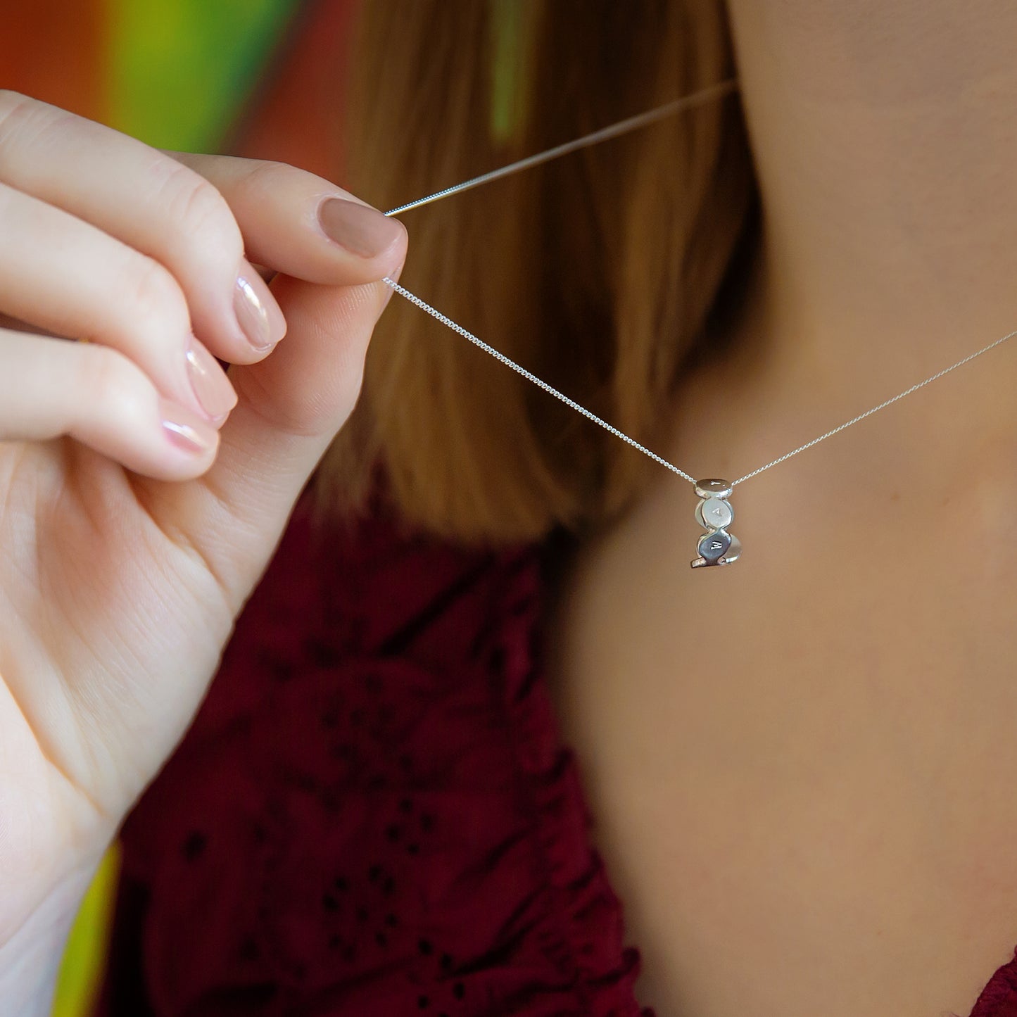 Personalised Nugget Hoop Necklace Silver