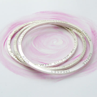 Chunky Silver Narrative Bangle - Soremi Jewellery