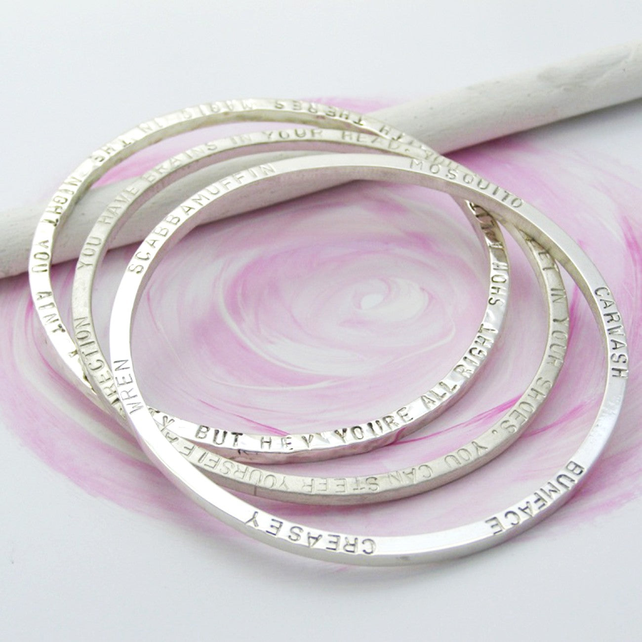 Chunky Silver Narrative Bangle - Soremi Jewellery