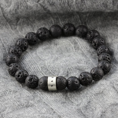 Personalised Mens Lava Bead Bracelet