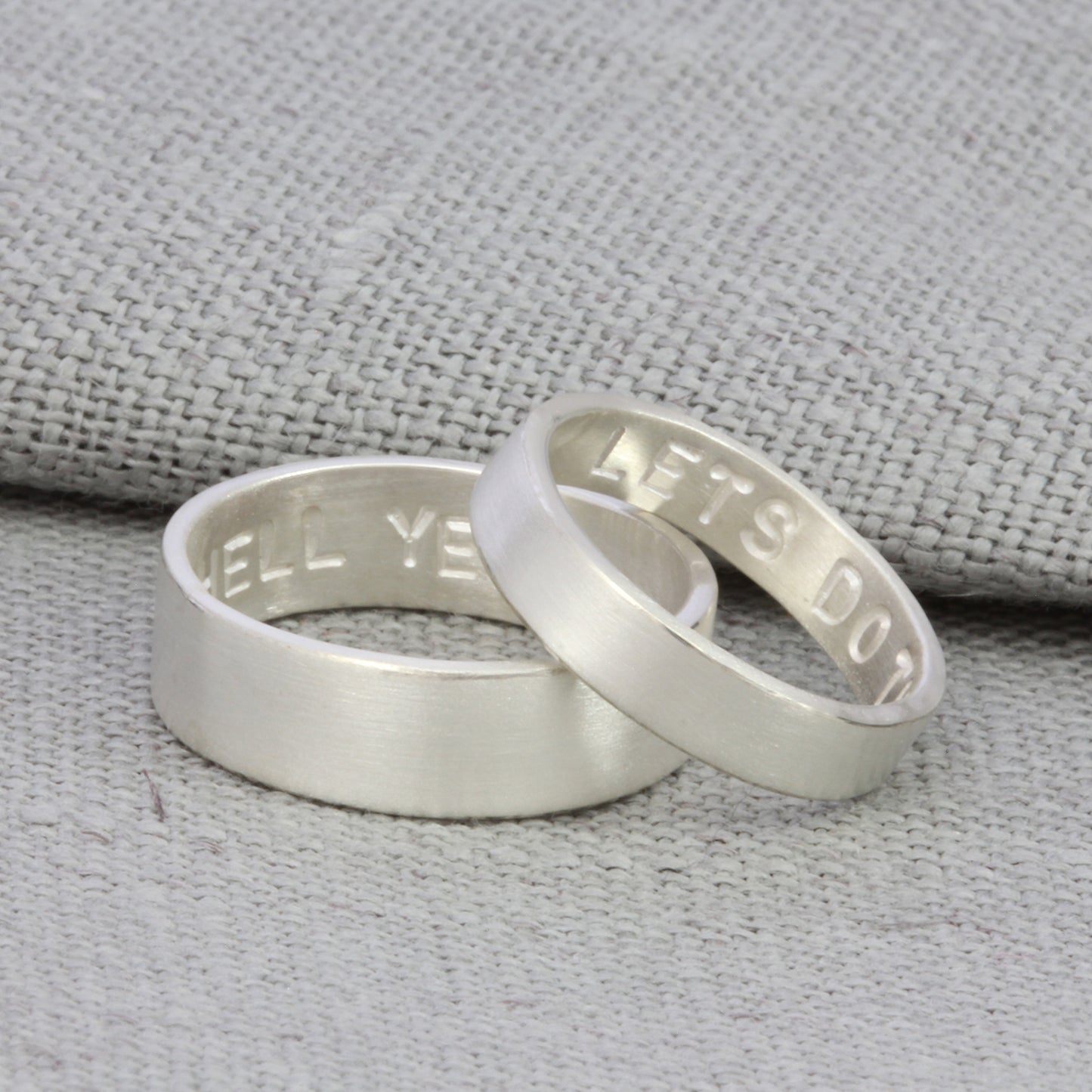 Matching Personalised Silver Rings