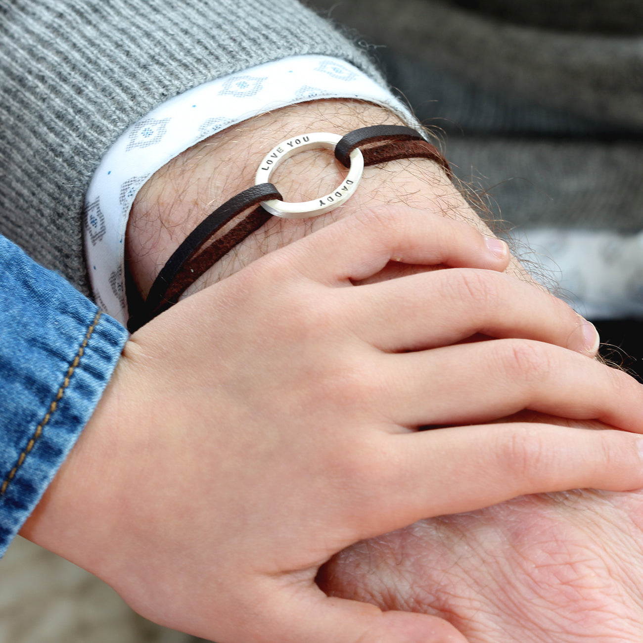 Personalised Leather Mens Oval ID Bracelet