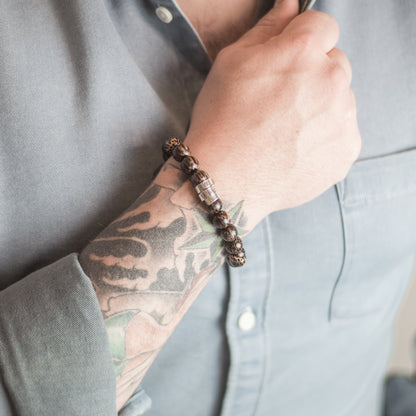 Personalised Wood & Silver Scroll Bracelet