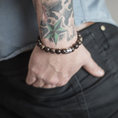 Personalised Wood & Silver Scroll Bracelet