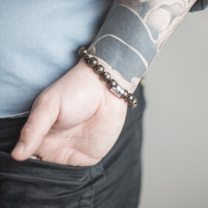 Personalised Wood & Silver Scroll Bracelet