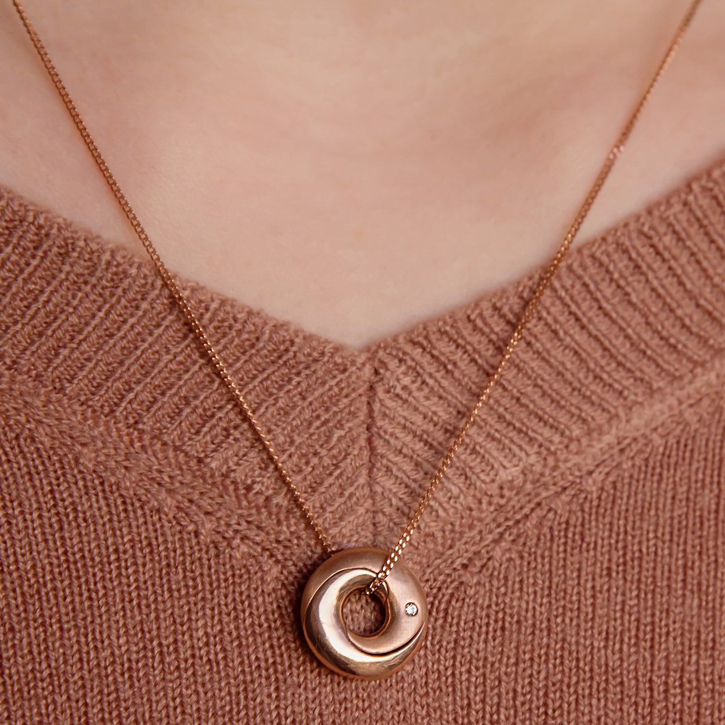 Rose Gold Personalised Mobius Necklace with Diamonds