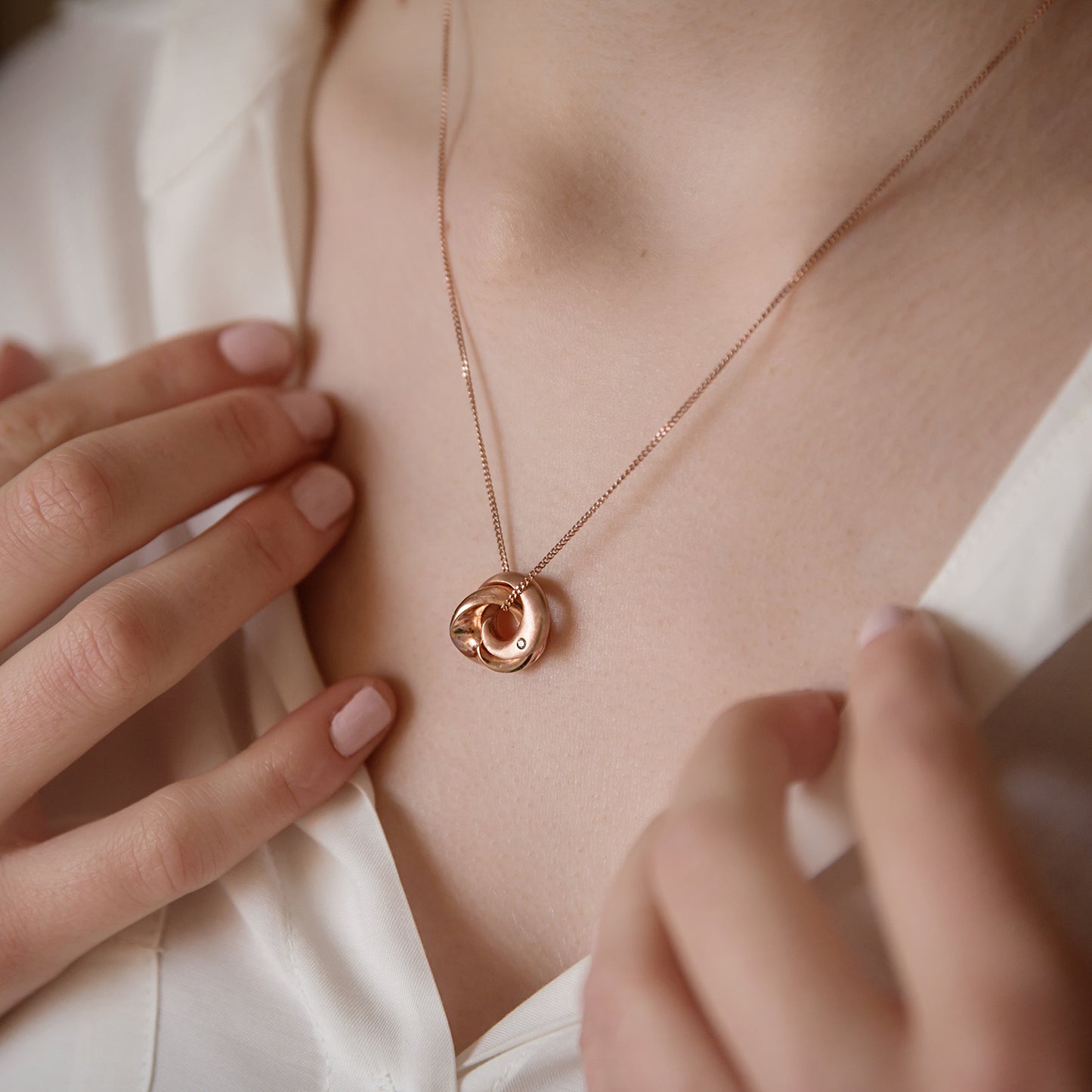 Rose Gold Personalised Mobius Necklace with Diamonds